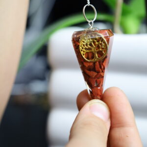 pendule en jaspe, arbre de vie & 7 perles chakras