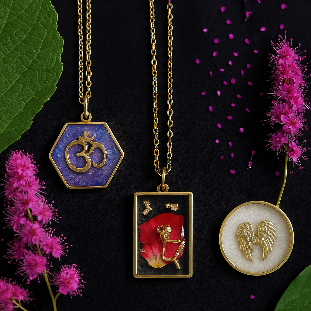 Collier spirituel en acier collier 3éme oeil, collier ange, artisanal , fait main