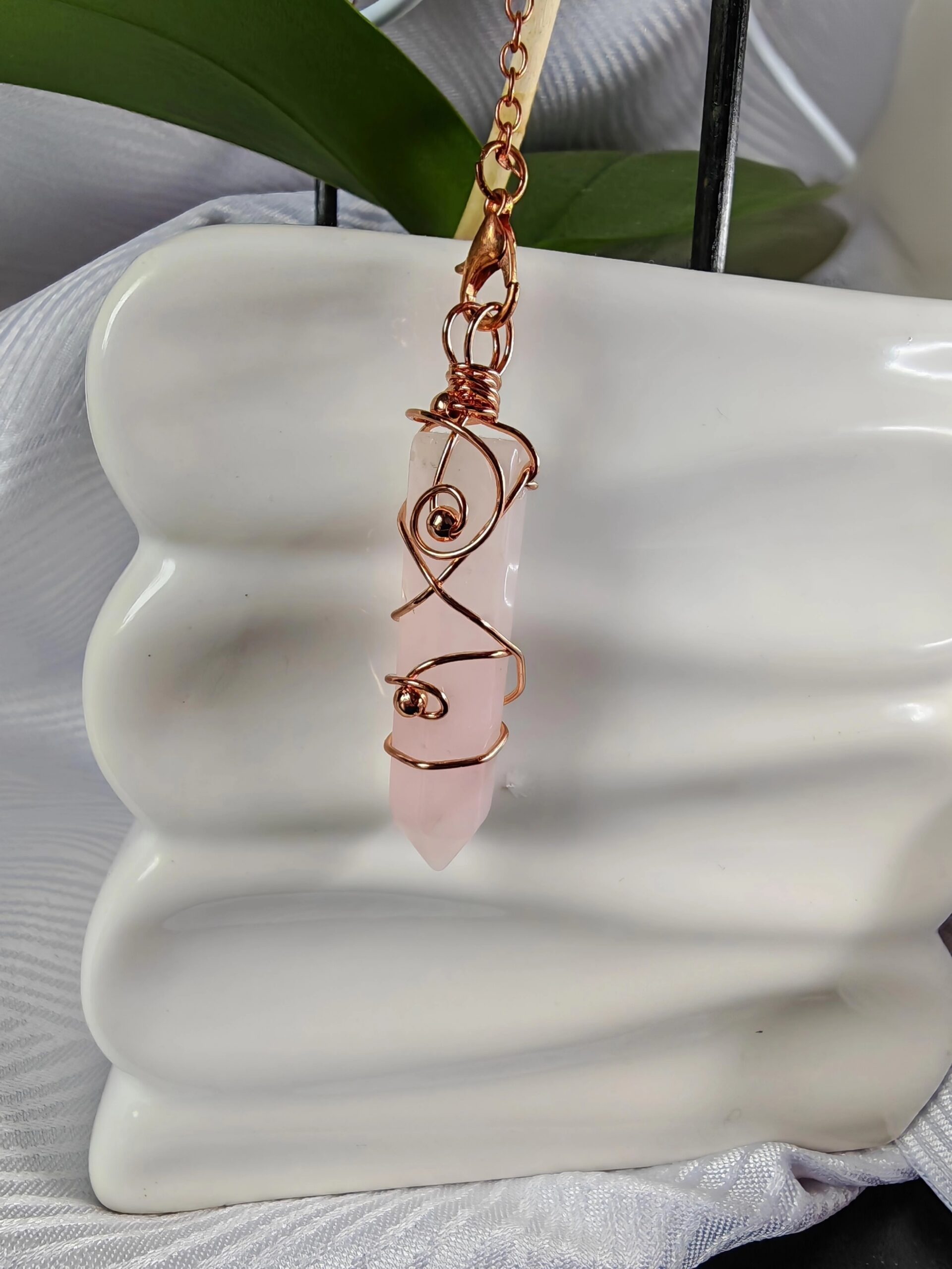 auto draft pendule quarts rose et chainette or rose